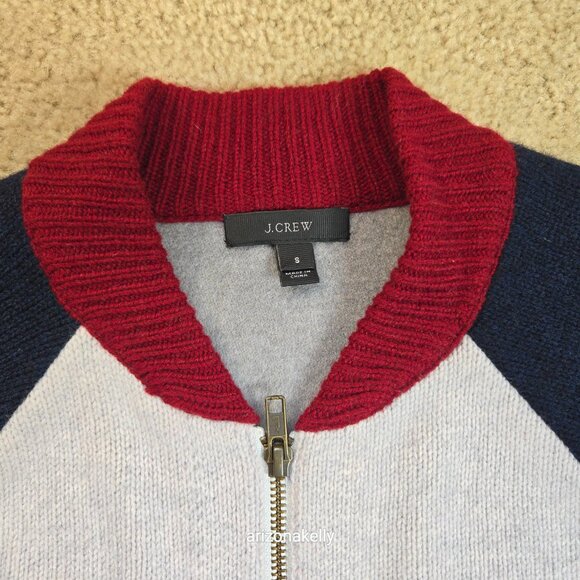 NWOT J. Crew 100% Wool Colorblock Varsity Bomber Jacket Size Small - Picture 6 of 11